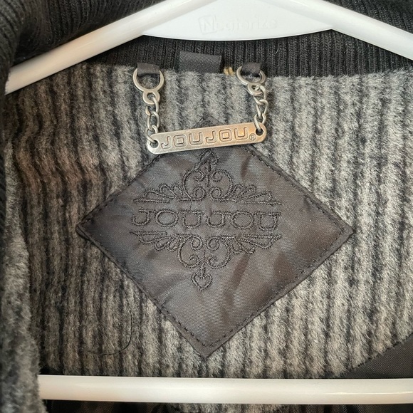 Jou Jou Women's Black and Grey Striped Jacket L - Picture 3 of 6